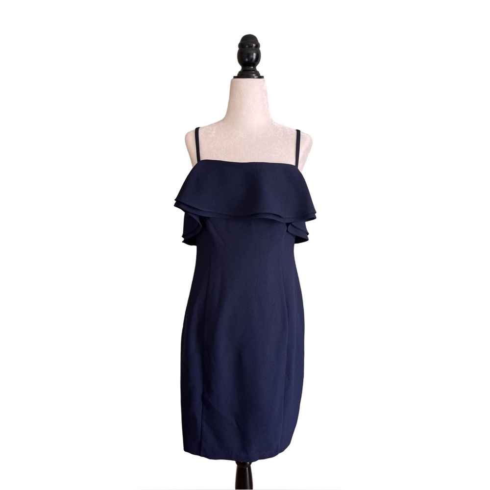 Karl Lagerfeld Paris Navy Blue Ruffle Sheath Dress Women’s US 8